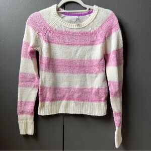 Aeropostale pink and white pullover cropped sweater Size S knitted striped